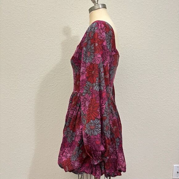 KARIELLA Puff Sleeve and Hem Mini Dress in Multi Floral Print Square Neck - Picture 8 of 14